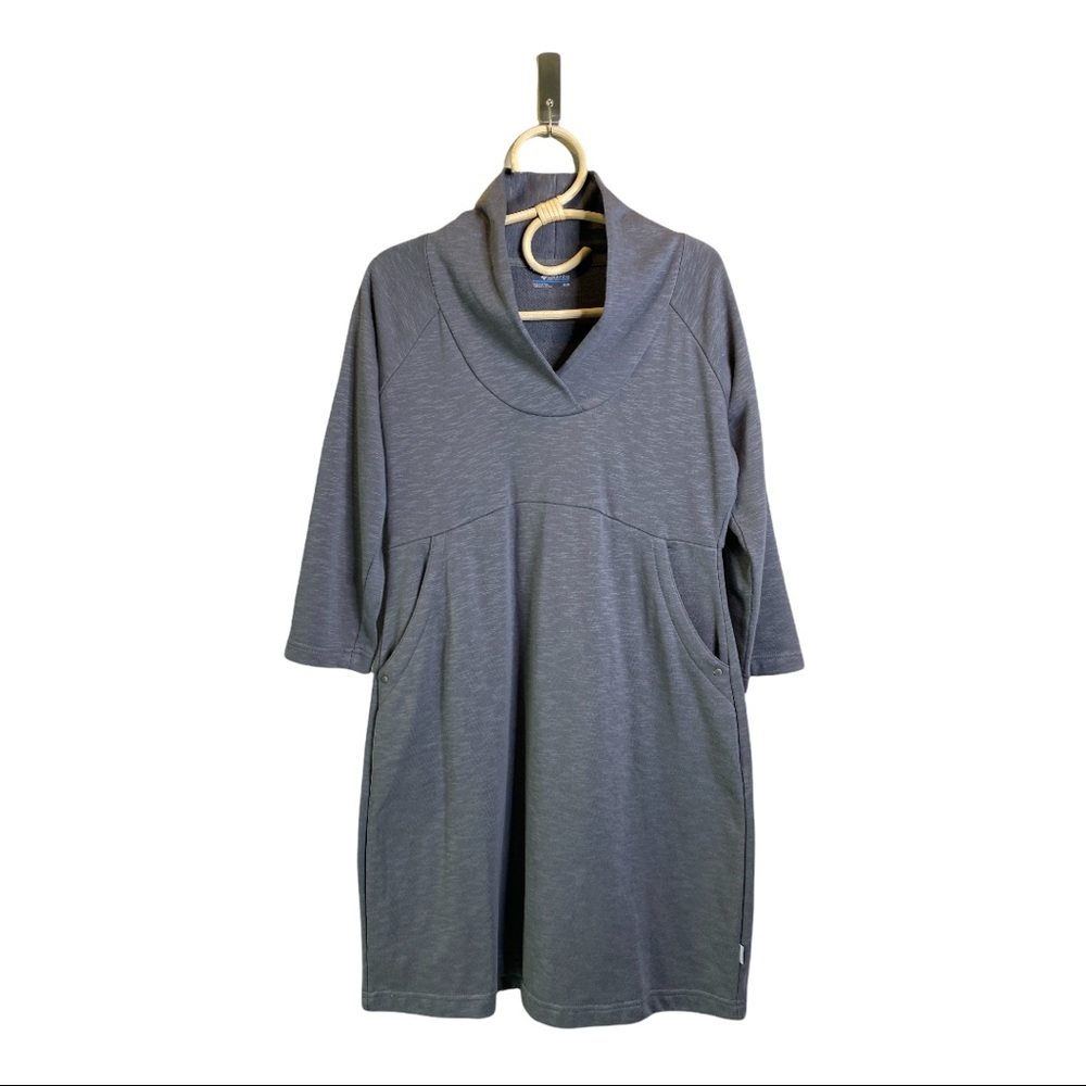 COLUMBIA Dress Gray Athleisure Jersey Marled Dress Pullover Tunic Dress